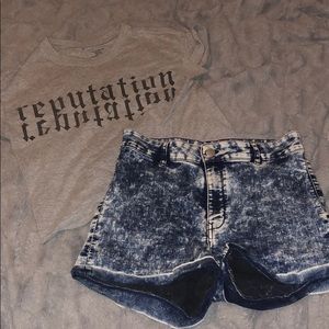 Acid Wash high waisted shorts